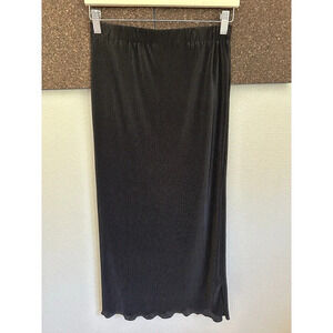SHEIN Black Ribbed Midi Slip Straight Skirt Whimsy Goth Witchy L